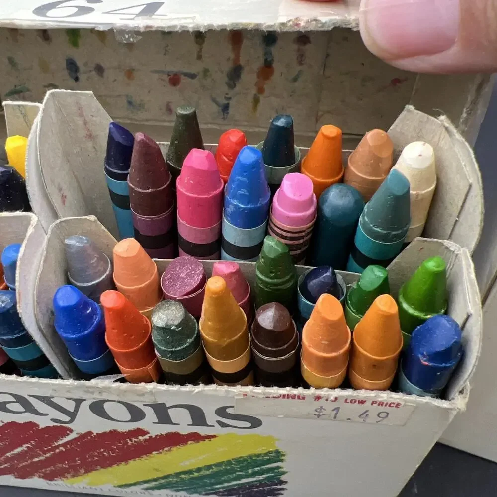 2 Boxes 1986 Lovette 64 Count Crayons In Original Box Opened/USED Non Toxic VTG